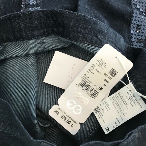 ESCADA SPORT LINDA BLUE SEQUINS CROPPED JEANS SIZE US 8 / 38 NWOTS! - Picture 16 of 16